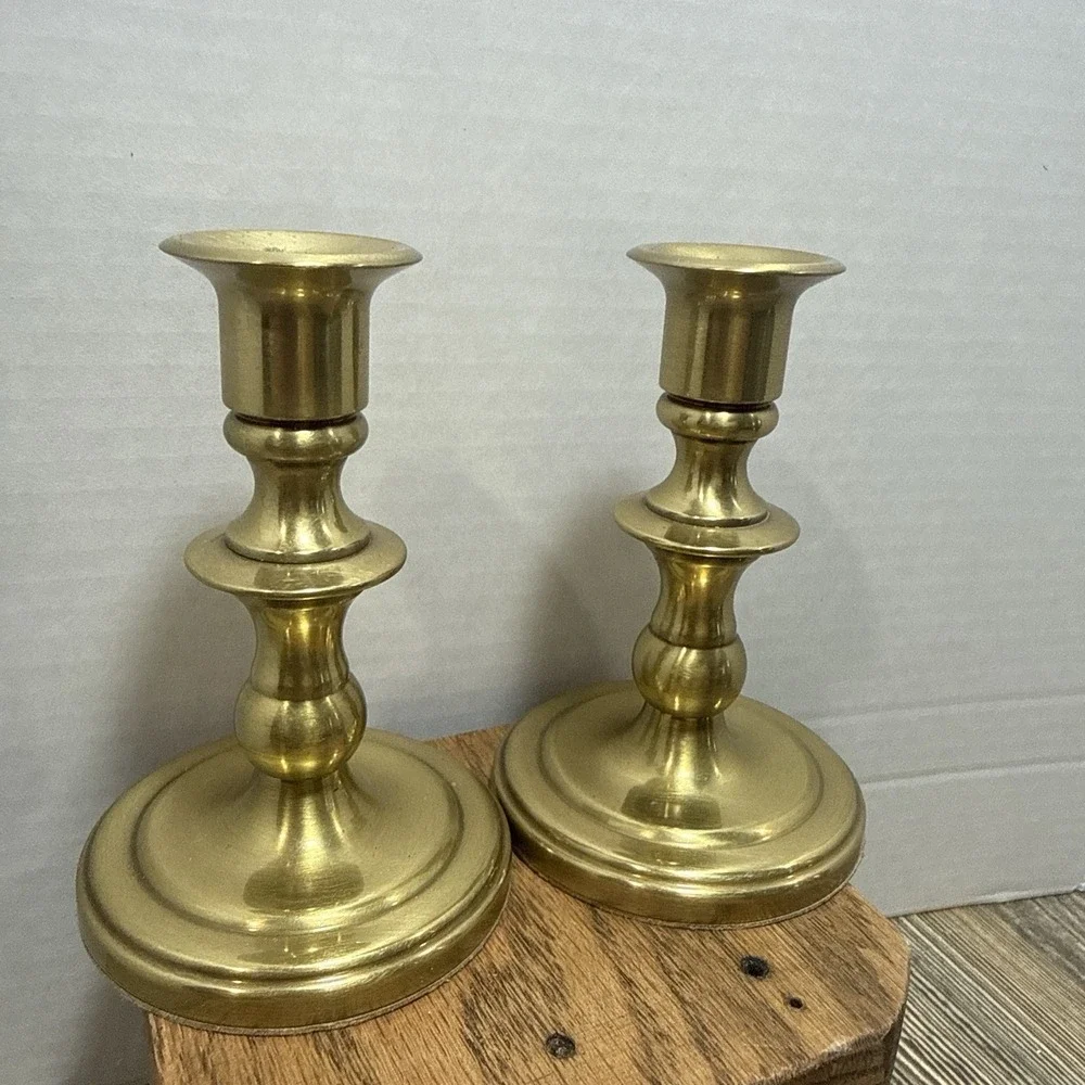 Set Of 2 Vintage Baldwin Brass Candle Stick Holders MCM USA